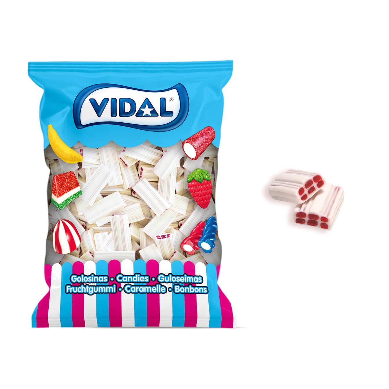 Vidal Tijolos Brancos Morango Nata Bolsa 250 Uds
